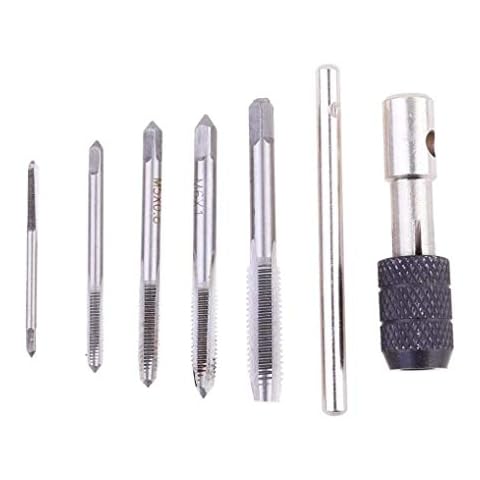 Metric Screw Tap 5 pcs Tapping Threading Tool High Speed Steel Adjustable M3-M8 3mm-8mm with T-Handle for Threading Machine Electric Drill DIY Cover