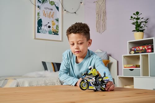Dickie Toys Polizeimotorrad Kinderspielzeug (17 cm) - Yamaha Polizei Spielzeug mit Figur, Blaulicht & Sirene, Friktionsantrieb, Fahrzeuge ab 3 Jahren - 203712018