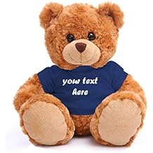 Plushland 11" Teddy Bear - Personalized Stuffed Animal Gift for Mothers Day, Valentines, Graduation, Birthday Mocha Bear, Navy Blue