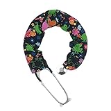 Stethoscope Covers Handmade Variety Patterns Colors 100% Cotton Scrunchie (Bold Multi Color Mushroom Frogs)