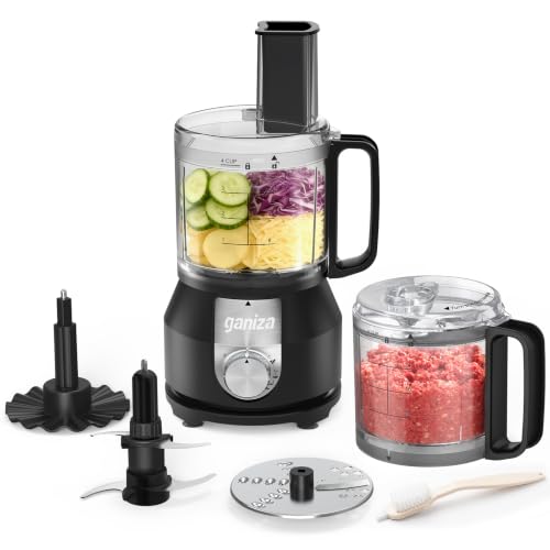 Ganiza 4-in-1 Food Processor with 2x4-Cup Bowls, S