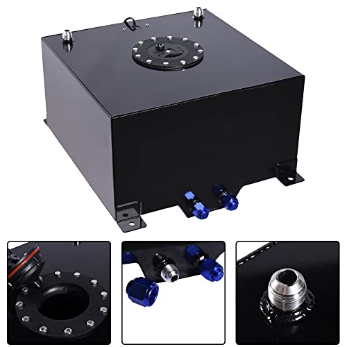 MOTORHOT 10 Gallon Fuel Cell Gas Tank Kit Universal 40L Aluminum Polished Racing Street Drift Strip Fuel Cell Gas Tank with Level Sender Black