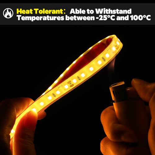 Image of SuperlightingLED DC24V Warm Amber Gold Sauna LED Tape Light 2000K, 5m 16.4ft Long Dense 600 LEDs Flexible Customizable High-Heat Resistant LED Strip Lights IP68 Submersible (Amber Gold)