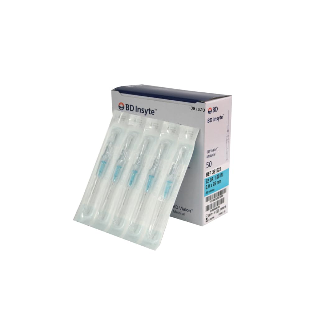 Ago Cannula insyte 18 GA, 1.16 IN, 1,3 x30 mm - Vialon Material Bd, Confezione 50 pezzi, aghi sterili,ad uso percing, intavascolare ad ago interno senza valvola di sicurezza