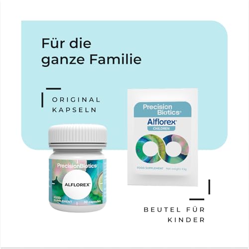 Alflorex Probiotikum für Darmgesundheit & Darmflora - Bifidobacterium longum 35624 (klinisch geprüft) + Calcium - 30 vegane Kapseln - 1x täglich - keine Kühlung nötig