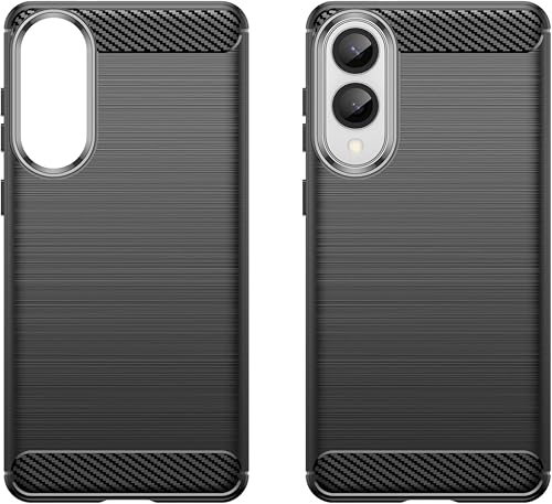 Image of Soft Carbon Fiber TPU Slim Military Grade Drop Protection Case Cover Compatible with Samsung Galaxy S25 Edge 5G (2025) (Carbon Black)