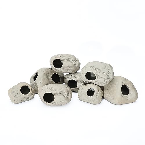 ALEGI Aquarium Rock Cave Decor for Shrimp Cichlid Hiding Breeding (Set 8)