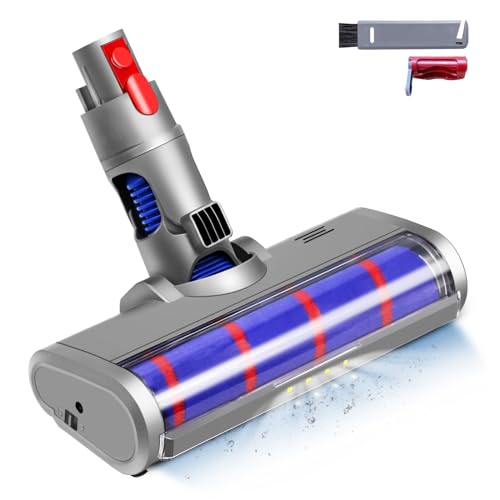 Enhanced Vacuum Motorhead Attachment - Compatible with Dyson V7 V8 V10 V11 V15, LED Light, 180° Flexible Cleaning Head for Hard Floors & Low Carpet