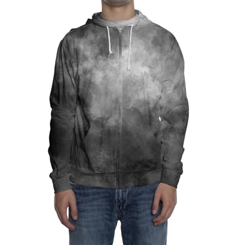 Ymosrh Men's Hoodies, Tie Dye Print Long Sleeve Zip Up Hooded Sweatshirt Pullover with Pocket, M-3XL