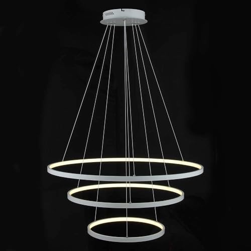 Chandelier LED 3 anneaux plafonnier pour illuminer un salon sombre