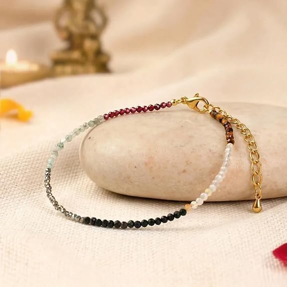 Astrotalk Dhan Yog Anklet for Women | Pyrite, Citrine & Tiger Eye Natural Healing Crystal Anklet for Wealth, Success, Confidence & Protection | Jewellery for Women | Gift for Woman, One Size, Stone