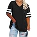 Plus Size Tops for Seniors Women Dressy Summer Trendy V Neck Loose Fitting Tshirts Shirts Short Sleeve Oversized Tees Black 3X