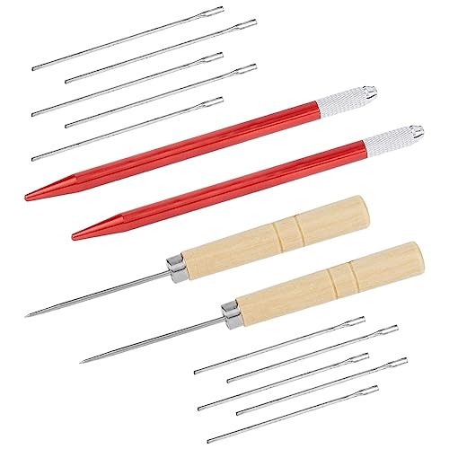 DICOSMETIC 14Pcs Set Platinum Rerooting Tool for Doll Hair Doll Wig Tool Accessories Needles for Doll Breed Hair Implant Needle and Crochet Needle Brass Wood Doll Making Kit