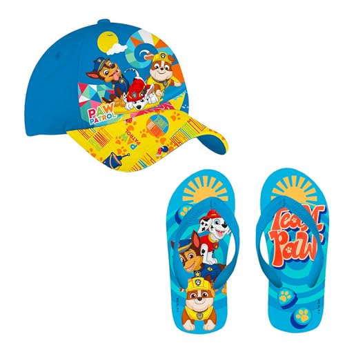 Paw Patrol Gorra y Chanclas para Niños, Diseño La Patrulla Canina Gorra de Beisbol para Niños (Azul, Sistema tallas calzado EU, Niño (2-5 años), Hombre, Números (rango), mediano, 27, 28)