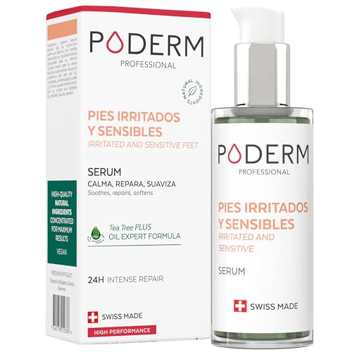 PODERM - PIES IRRITADOS Y SENSIBLES - Repara y calma las irritaciones cutáneas en 24horas - Purifica y nutre intensamente durante 24horas - Enriquecido con Tea Tree - Cuidado de los pies - Swiss Made