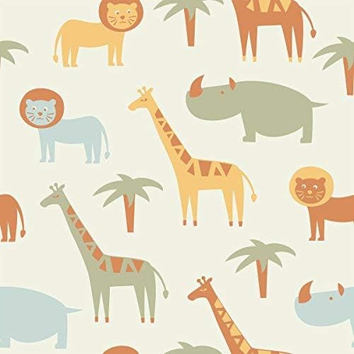 Walls By Me Peel and Stick Gold and Brown Animals Baby Removable Wallpaper 0168-2ft x 4ft (61x122cm)