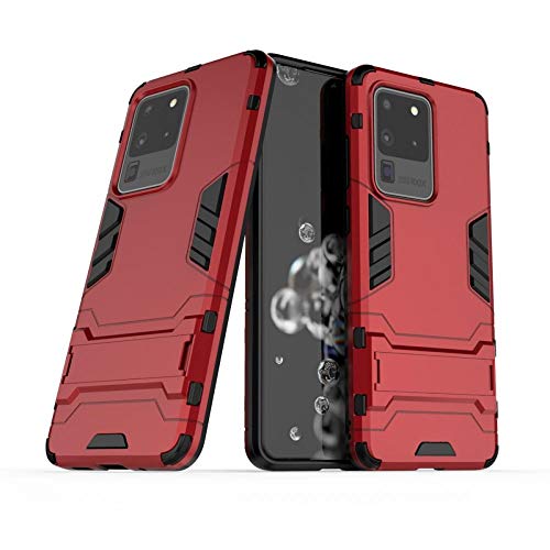 COOVY® Funda para Samsung Galaxy S20 Ultra SM-G988B/DS de plástico y Silicona TPU, extrafuerte, con protección contra Golpes, Funda con función Atril | Rojo