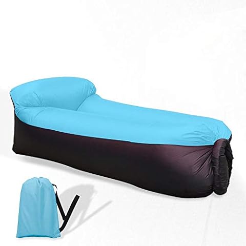 Rmine Outdoor Inflatable Sofa Portable Air Bed with Pillow 220 x 70 cm (Sky Blue) Cover