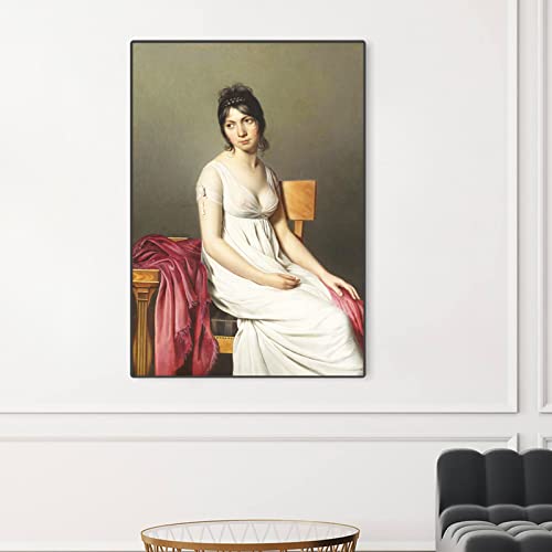 Zzpt Jacques Louis David Art Prints - Portrait Of A Young Woman In White Poster - Classical Paintings Classic Artwork Vintage Canvas Wall Decor For Living Room Bedroom Office Unframed #TOP3