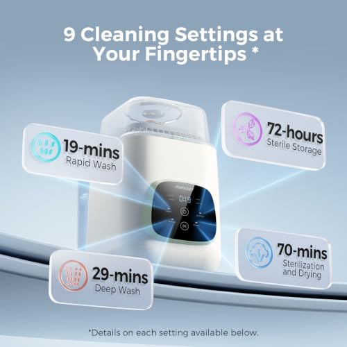 Image of Momcozy KleanPal Pro All-in-One Bottle Washer, Sterilizer & Dryer - Matte | New Matte White Design, 26 Powerful Spray Jets, 9 Cleaning Modes, 72 Hours Storage, built for new parents' everyday feeding