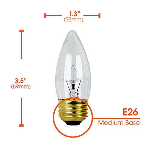 Xtricity 40W B11 Incandescent Clear Chandelier Light Bulb, Torpedo Tip, E26 Medium Base, 360 Lumens, Dimmable, 120V, (6 Pack) #TOP2