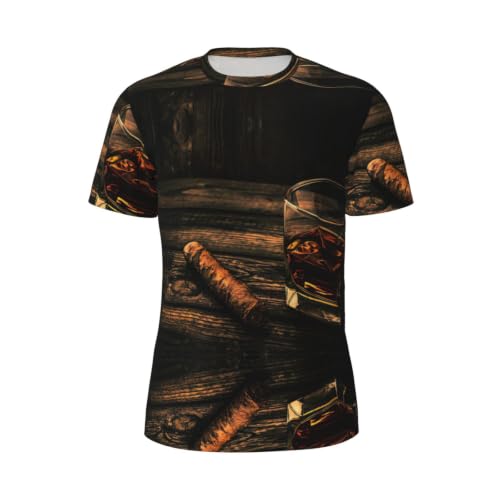 Cigar & Whiskey T-shirt en maille pour homme en tricot léger