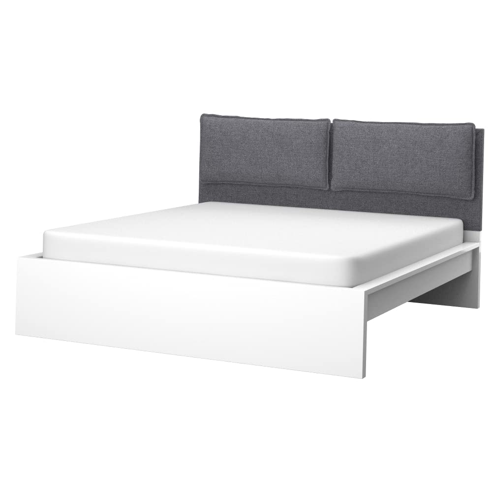 SOFERIA, Zamiennik - kompatybilne - Pokrowiec Pokrycie zagłówka łóżka MALM 140cm, Tkanina Naturel Grey (PLAMOODPORNA), Szary
