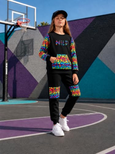 Image of Girls Fall Winter Outfits Cartoon Animal Long Sleeve Crewneck Sweatshirt Top+Sweatpant 2 Piece Clothing Set 3-9T