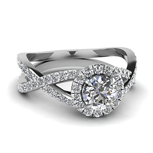 Image of Choose Your Gemstone Infinity Halo Round Diamond CZ Engagement Ring 925 Sterling Silver Round Shape Split Shank Engagement Ring Minimal Surprise Gifts for Ladies US Size 4 to 12