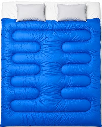 MalloMe Double Sleeping Bags for Adults Cold Weather & Warm - Backpacking Camping Sleeping Bag for Kids, Girls, Boys - Lightweight Compact Camping Essentials Gear Accessories Hiking Sleep Must Haves