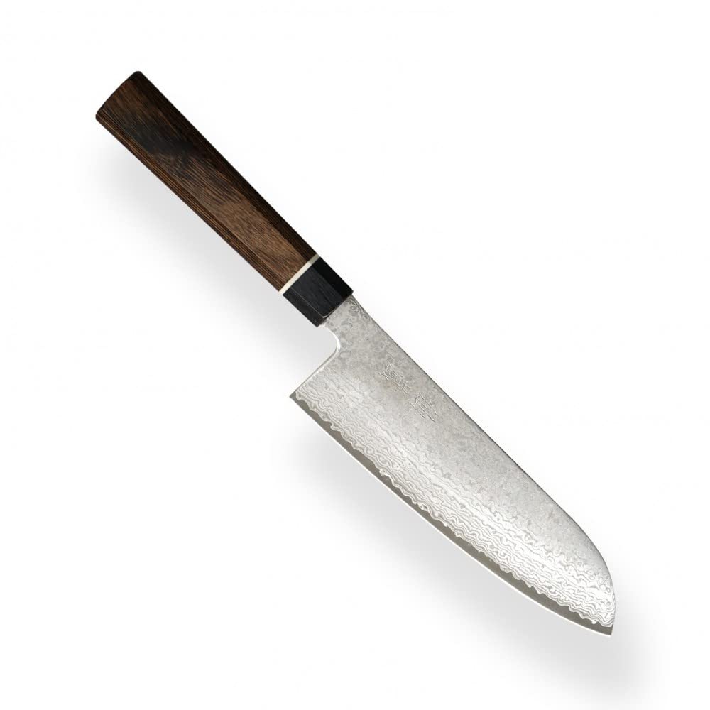 Suncraft VG-10 Black Damascus & Couteau de cuisine & Damas Couteau de chef Santoku 167 mm & professionnel japonais acier à 67 couches avec manche Pakkawood