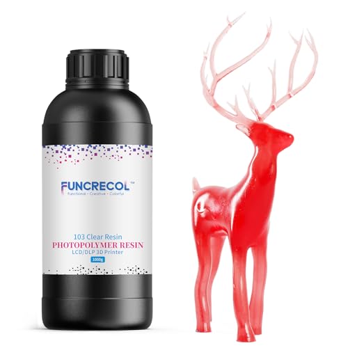Image of 3D Printer Resin, 16K High Transparent Resin, High Precision & Clear 3D Printing Photopolymer Liquid, 405nm Fast UV-Curing Resin for LCD /DLP /MSLA 3D Printer, Clear Red 1000g