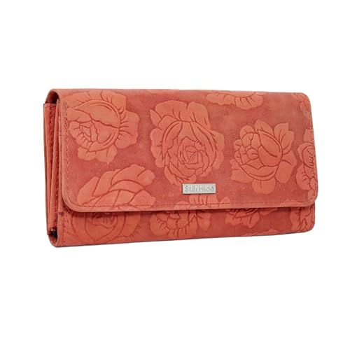 Porte-monnaie floral en relief portefeuille cuir RFID 5580