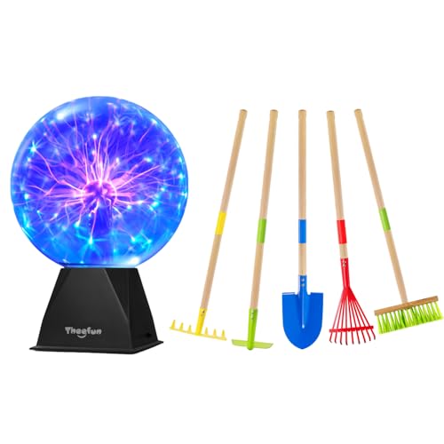 Theefun 8inch Red Plasma Ball + 5pcs Kids Garden Tools