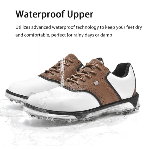 Image of Mens Golf Shoes Traditions Waterproof with Fixed Spikeless Sole Professional