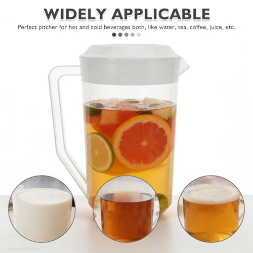 Image of 1 Gallon /4L Large Plastic Straining Pitcher,Clear Round Plastic Water Pitcher with Lids,Juice Mixing Pitcher with Handle for Hot /Cold Lemonade,Ice Tea