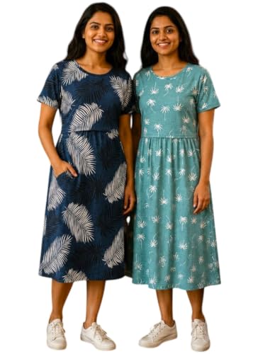 Image of Maternity Feeding Maxi Dress with Pockets, Green Butterfly Print, Zipless Long Pregnancy Gown, Pre & Post Maternity Wear Ankle Length