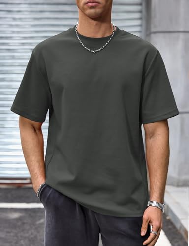 Image of Herberton Mens Oversized T-Shirts Heavyweight Cotton Stretch Fashion Thick Tee Tops (S-3XL)