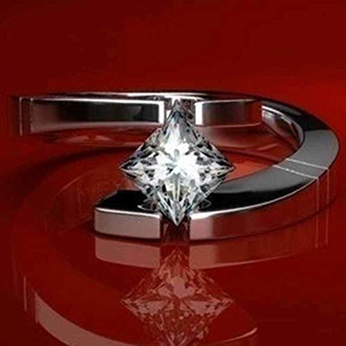 Aunyamanee Jewelry Shop Women 925 Silver Wedding Rings Princess Cut White Sapphire Ring Size 6-10 (6)