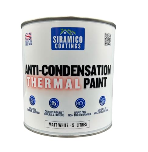 SIRAMICO COATINGS | Anti-Condensation Paint | 5 Litres - Matte White | Thermal Paint Prevents Mould & Fungal Growth up to 10 years