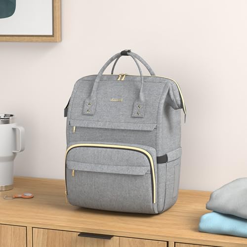LOVEVOOK Laptop Backpack for Women,15.6 Inch Professional Womens Travel Backpack Purse Computer Laptop Bag Nurse Teacher Backpack,Waterproof College Work Bags Carry on Back Pack with USB Port,Grey by LOVEVOOK - Used condition - Image 2