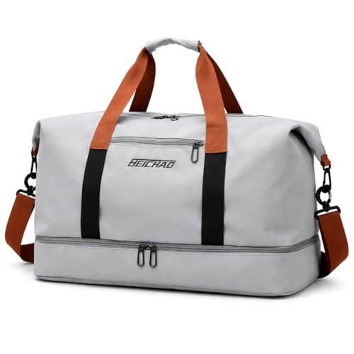 Image of CAVALO - Be Unique Duffle Cum Tote Bag Weekender /Overnight Bags for Women and Men, for Travel, Sports, Gym Bag, Waterproof with Shoe and Wet Clothes Compartments (Light Grey)