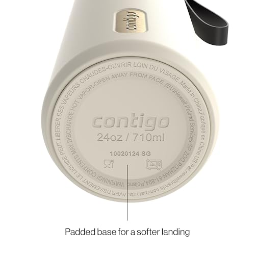 Image of Contigo AutoSeal 24 oz Stainless Steel Vacuum-Insulated Water Bottle with Leakproof Push-Button Spout & Lock, Carry Strap, BPA-Free & Lead-Free, Dishwasher Safe