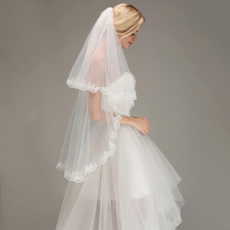 Veli Corti in Tulle da Sposa con Pettine Velo da Sposa Velo da Spalla Elegante 2 Strati Velo da Testa per scattare Foto Velo da Sposa in Tulle
