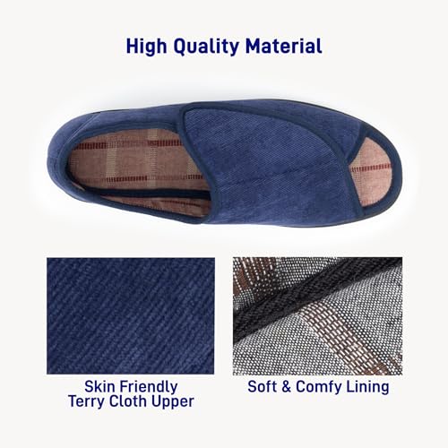 Image of Open Toe Diabetic Slippers for Men Extra Wide Width, Memory Foam Open Toe House Shoes Non Slip - For Seniors Arthritis Swollen Feet