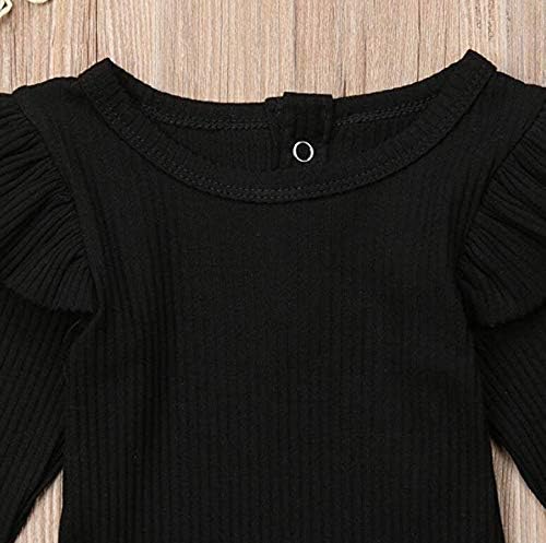 Mubineo Infant Baby Girl Basic Plain Rib Knit Ruffle Long Sleeve Romper Bodysuit Tops - Image 4