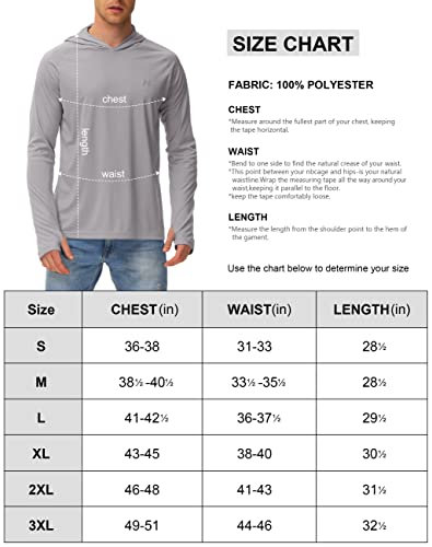 Isnowood Sun Shirt Upf 50+ Men's Fishing Long Sleeve Uv Protection Hoodie Hiking Rash Guard Swimming Running Gray #TOP6