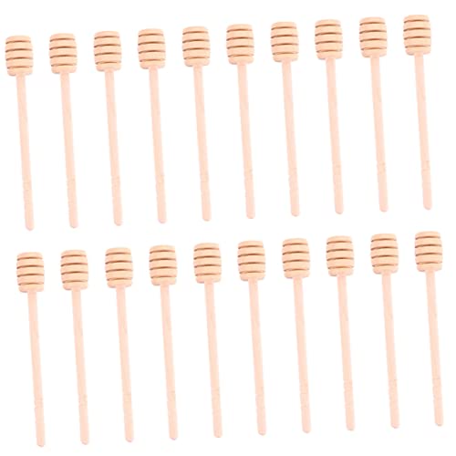 DECHOUS 25pcs Wooden Honey Stirrer Kid Spoons Long Handle Honey Sticks Coffe Syrup Coffee Stirrer Household Honey Stirrers Kitchen Stirring Rods Syrup Dipper Milk Tea Honey Spoon re-usable