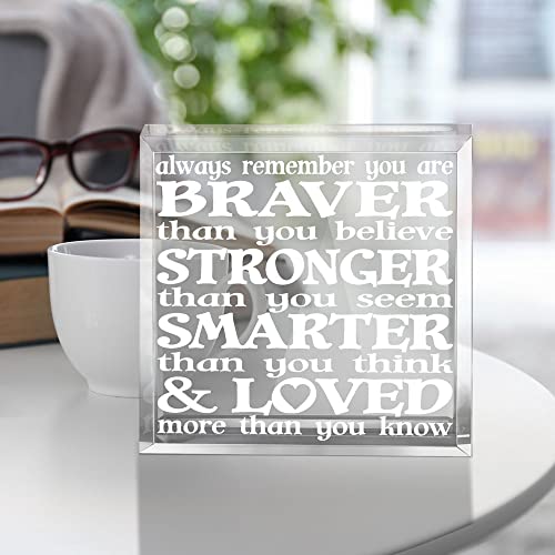 Kate Posh - Always remember you are BRAVER than you believe, STRONGER than you seem, SMARTER than you think & LOVED more than you know - Engraved Keepsake and Paperweight - Christopher Robin to Pooh