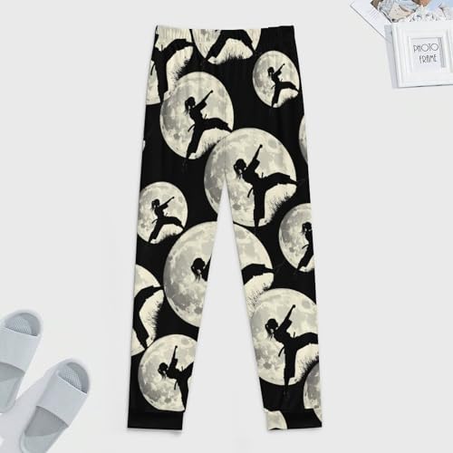 Taekwondo Girl in The Moon Men's Pajamas Pants Lightweight Sleep Lounge Pant Pjs Bottoms Casual Sleepwear4